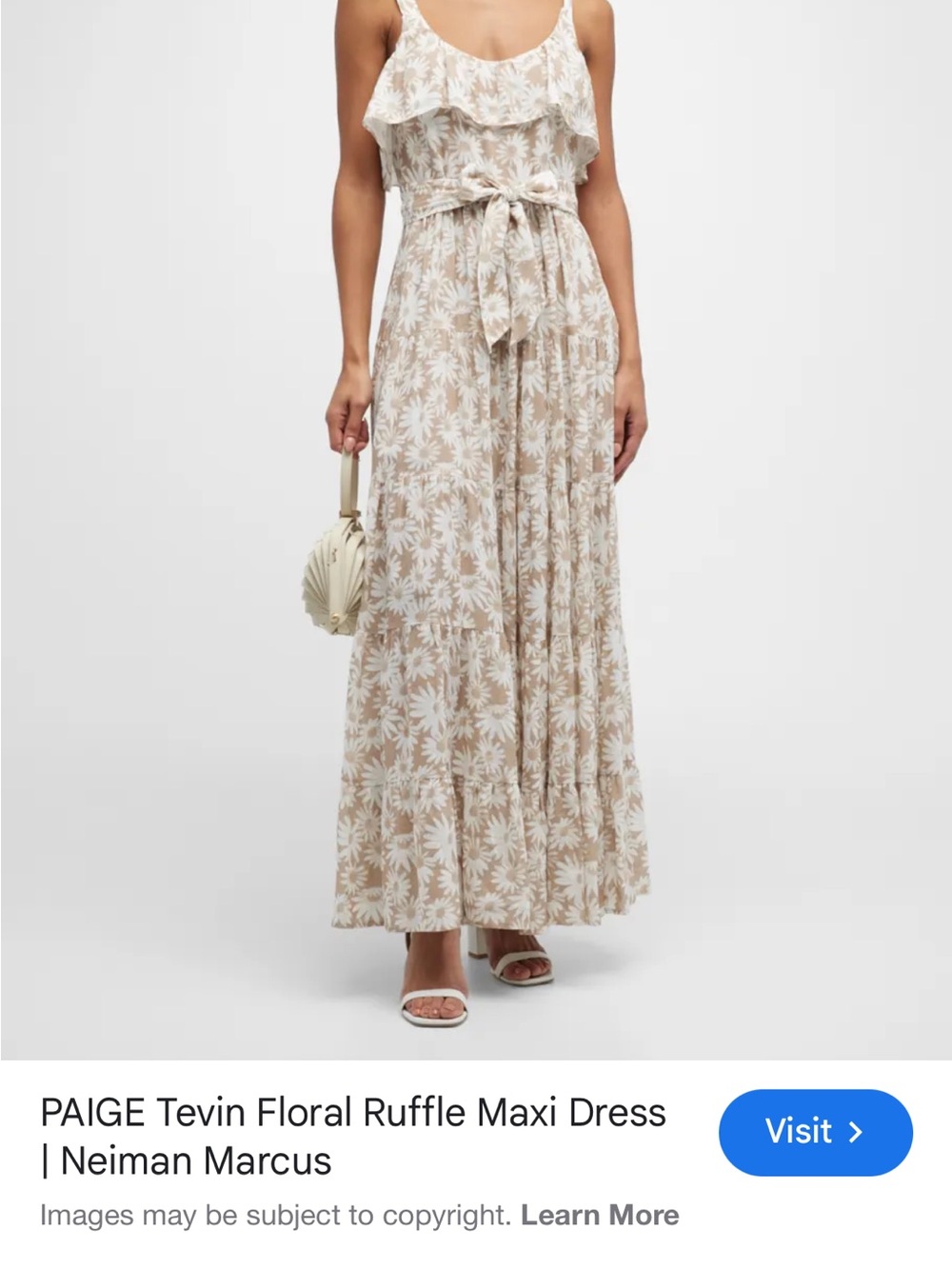 PAIGE Beige and White Floral Ruffle Maxi Dress - Picture 3 of 3
